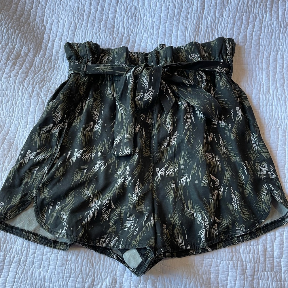 Express high rise paper bag shorts